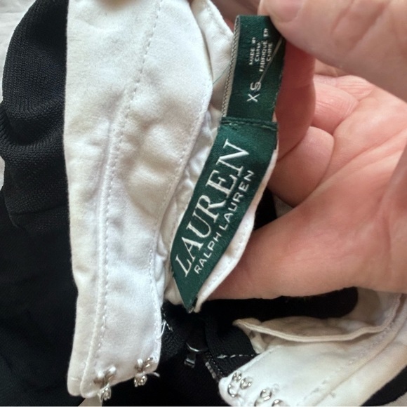 LAUREN RALPH LAUREN Stretch Knit Wednesday Addams Dress White Collar Cuffs XS - Picture 8 of 10